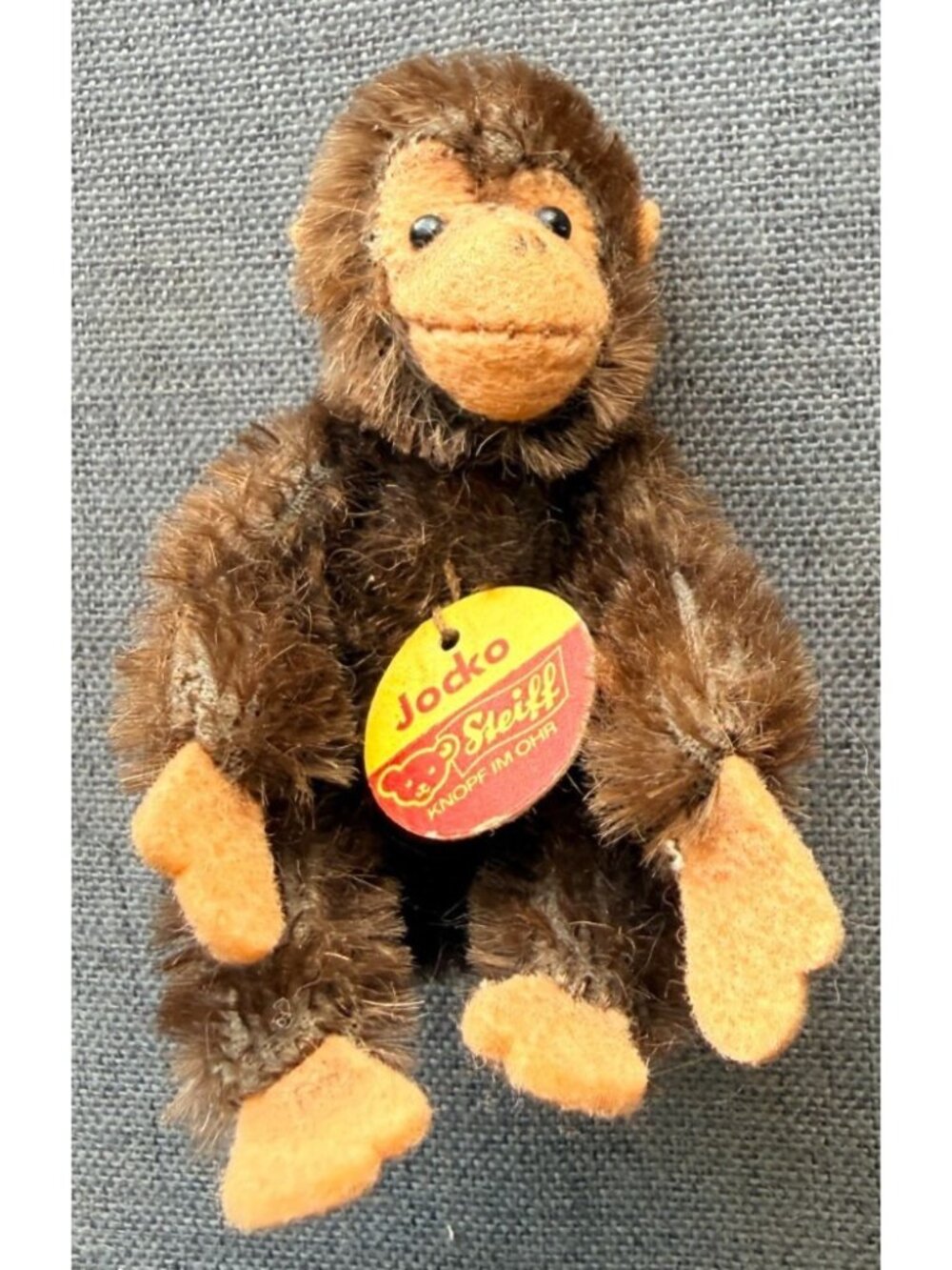 VTG STEIFF MINIATURE 4" MOHAIR JOCKO MONKEY W/ TAG
